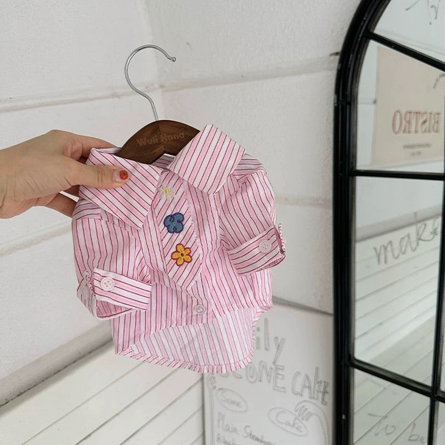 Floral Tie Striped Shirt